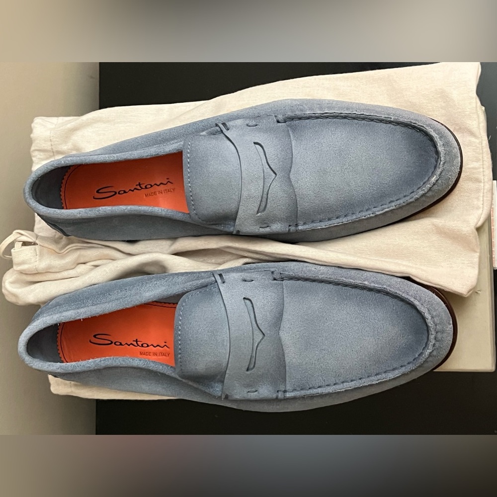 Santoni Suede Penny Loafers Size 12